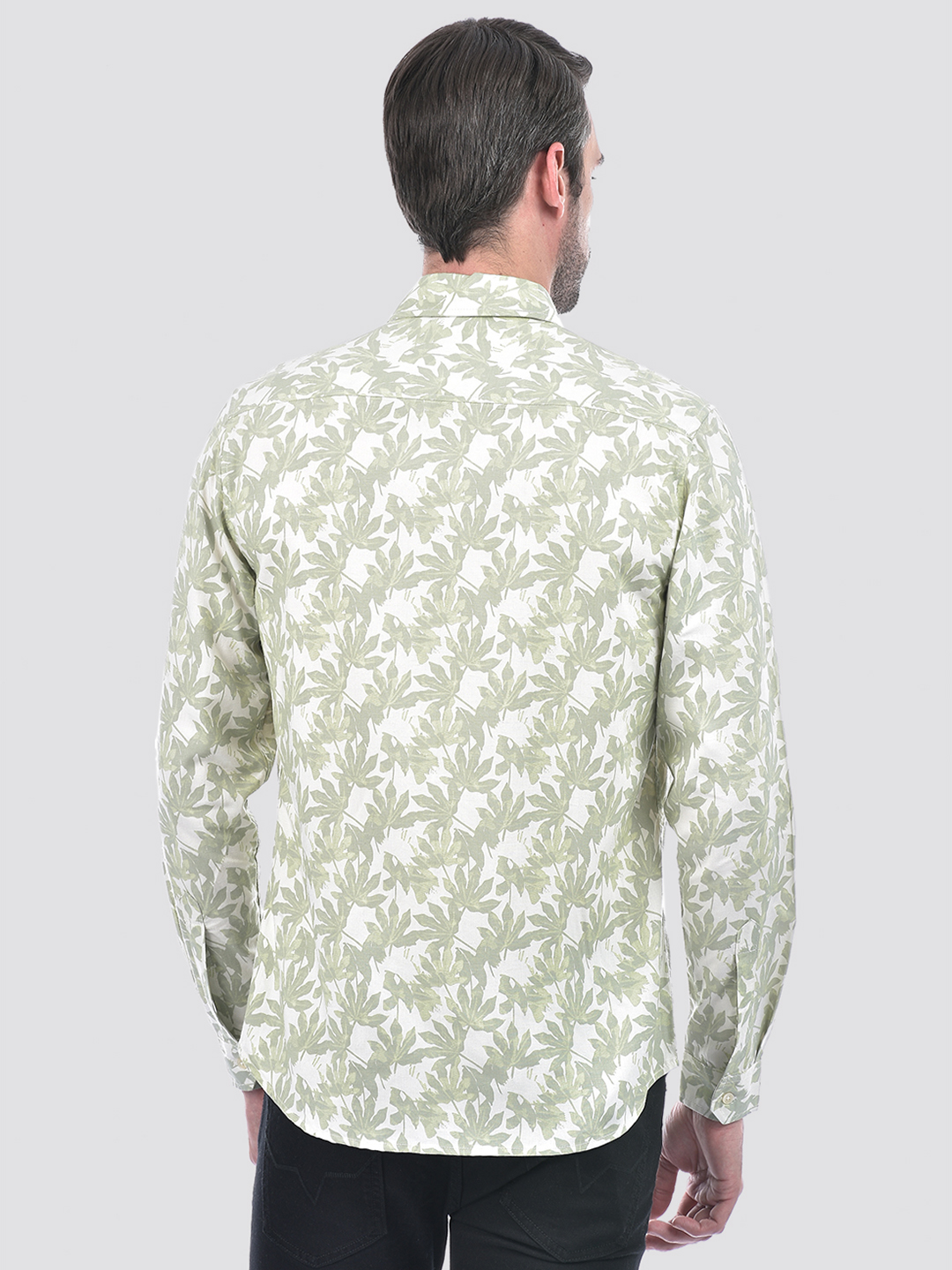 Numero Uno Men Tropical Print Green Shirt